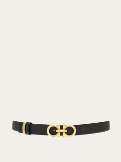 Adjustable and reversible Gancini belt - Women