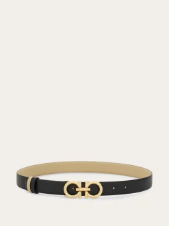 Adjustable and reversible Gancini belt - Women