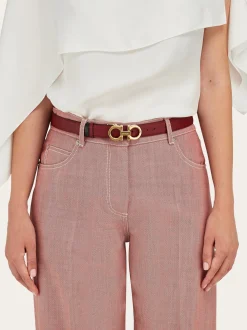 Adjustable and reversible Gancini belt - Women