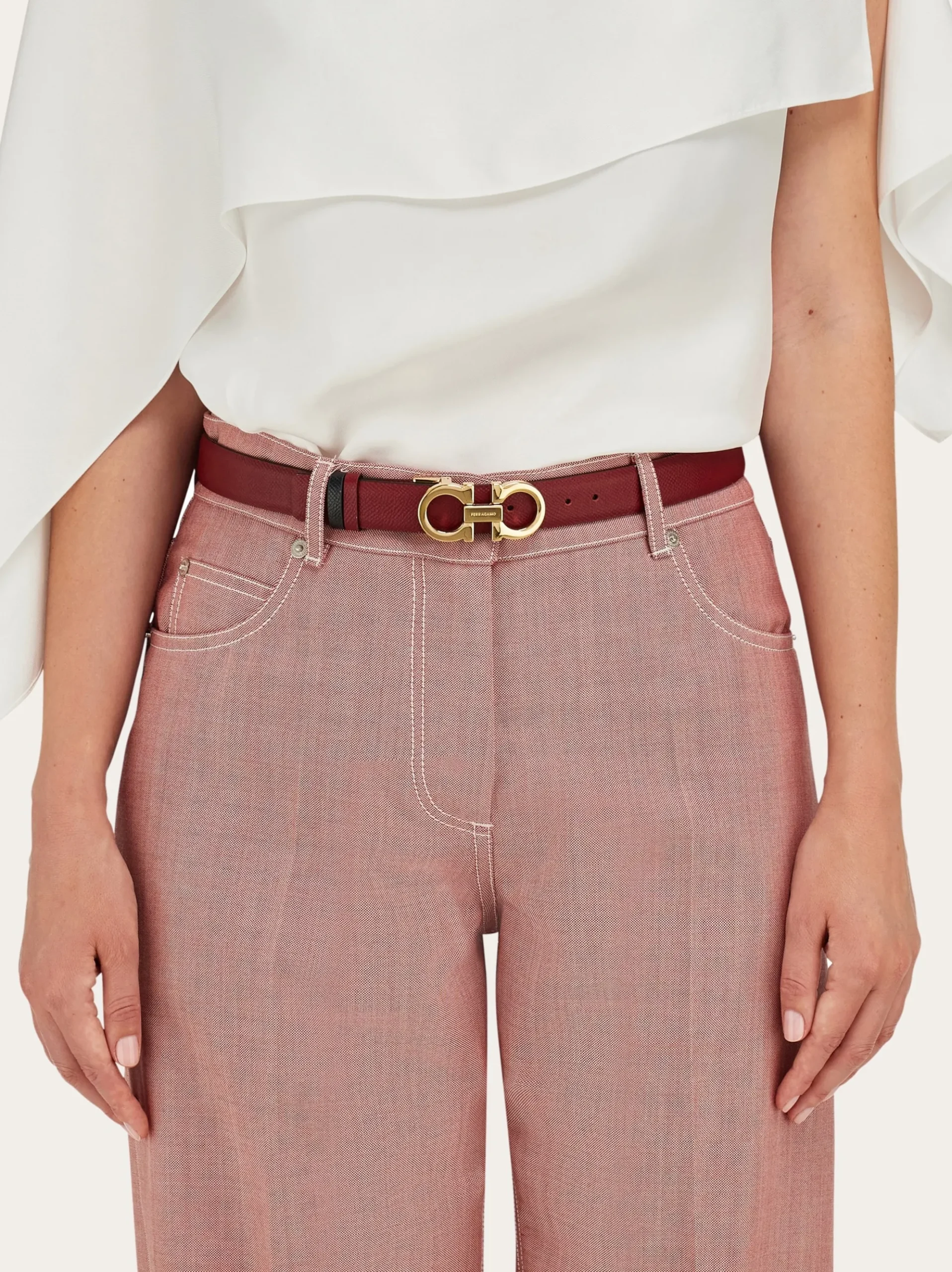 Adjustable and reversible Gancini belt - Women