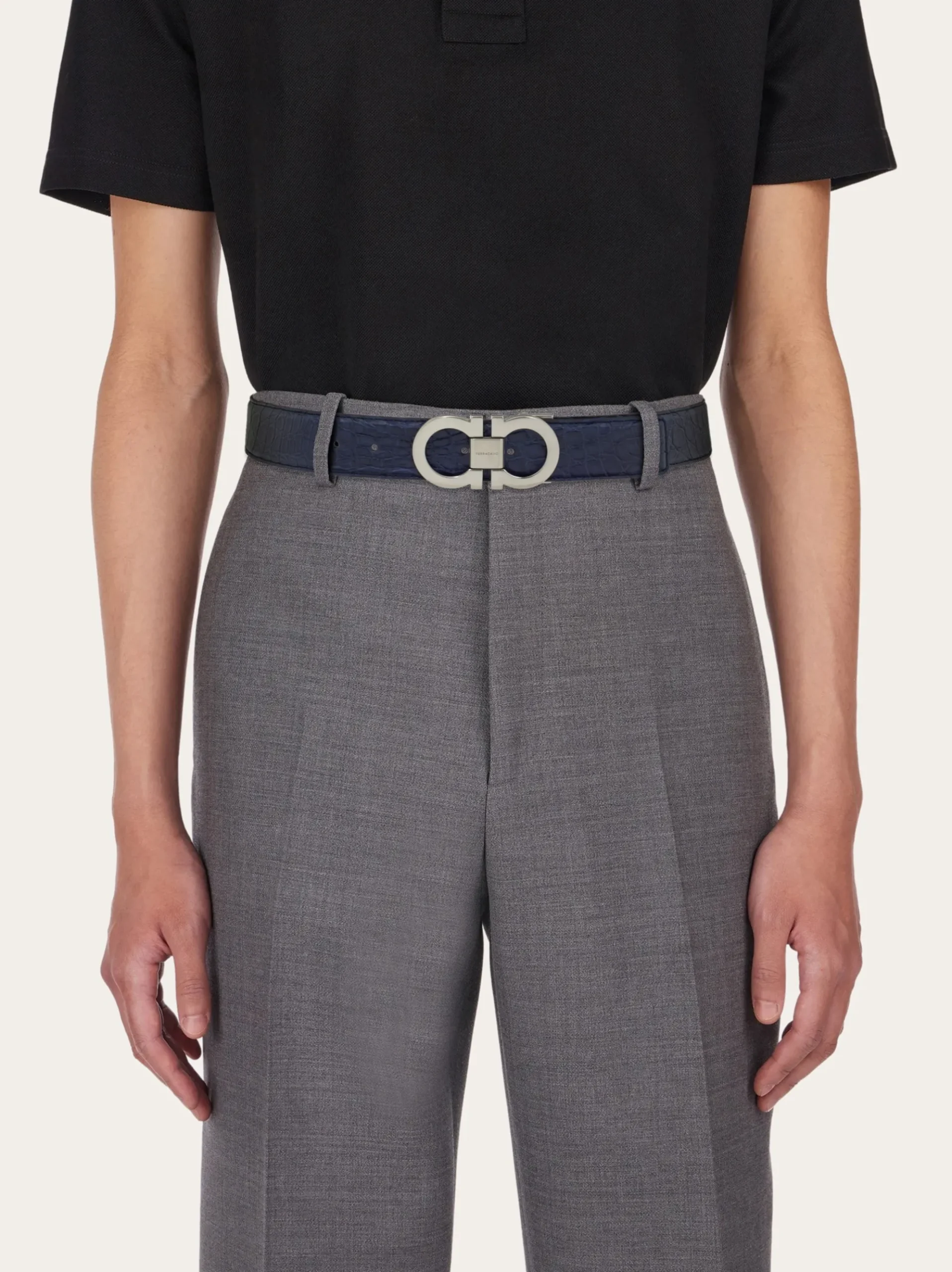 Adjustable Gancini belt - Men