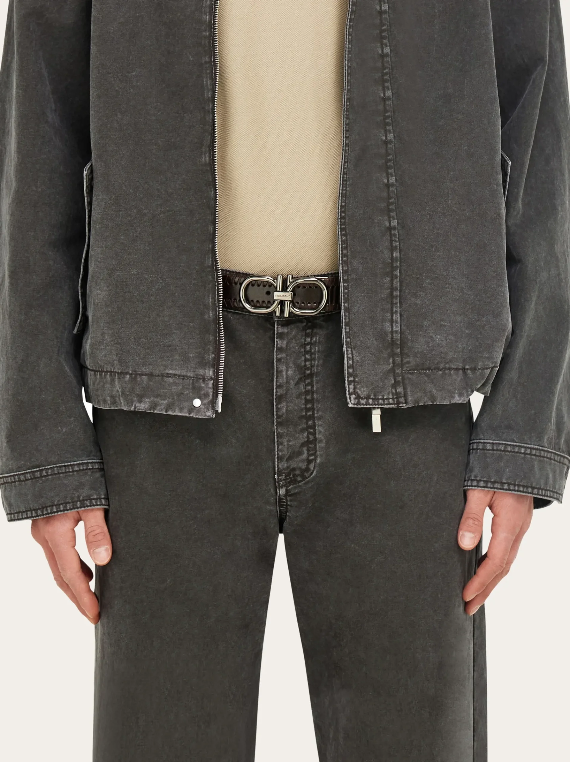 Adjustable Gancini belt - Men