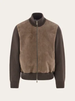 Blouson with leather inserts - Men