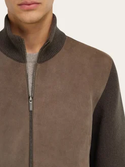 Blouson with leather inserts - Men