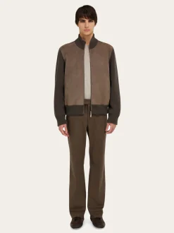Blouson with leather inserts - Men