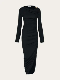 Boat neck dress with ruched detail - Women