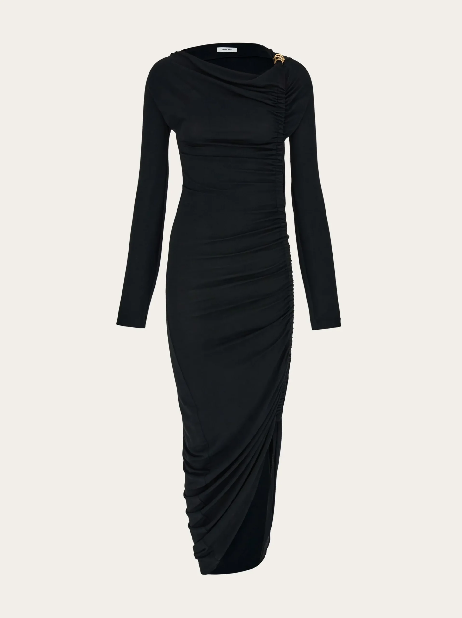 Boat neck dress with ruched detail - Women