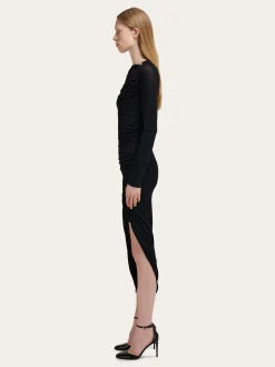 Boat neck dress with ruched detail - Women