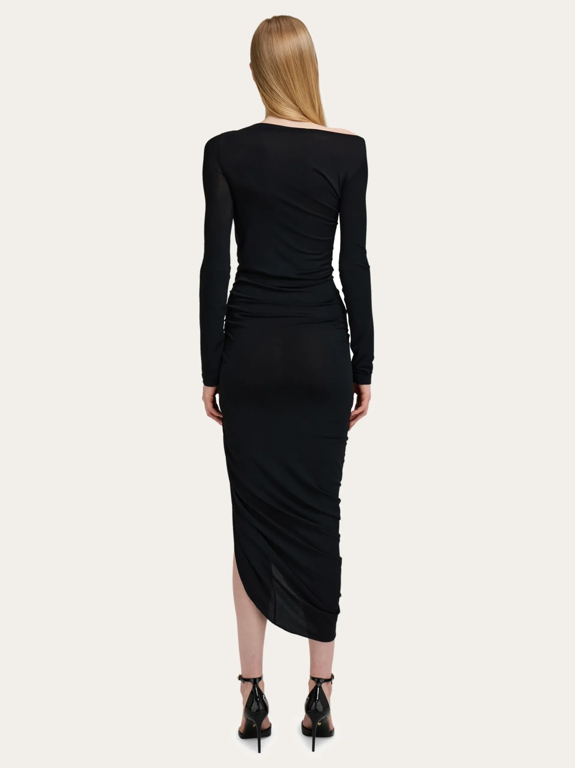 Boat neck dress with ruched detail - Women