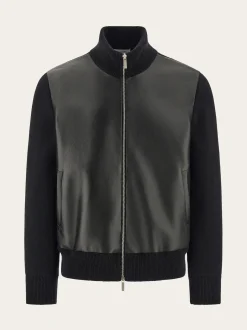 Bomber jacket in leather and wool - Men