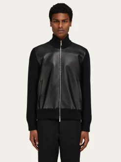 Bomber jacket in leather and wool - Men