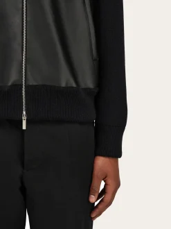 Bomber jacket in leather and wool - Men