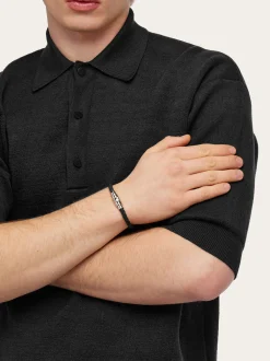 Braided leather bracelet (18cm) - Men