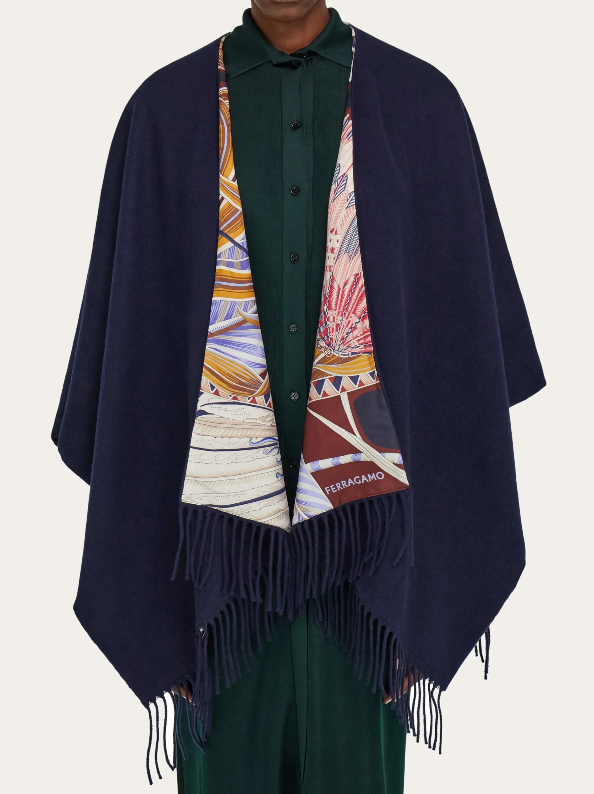 Cashmere and silk reversible cape - Women