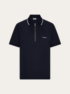 Cotton polo shirt with zip closure - Men
