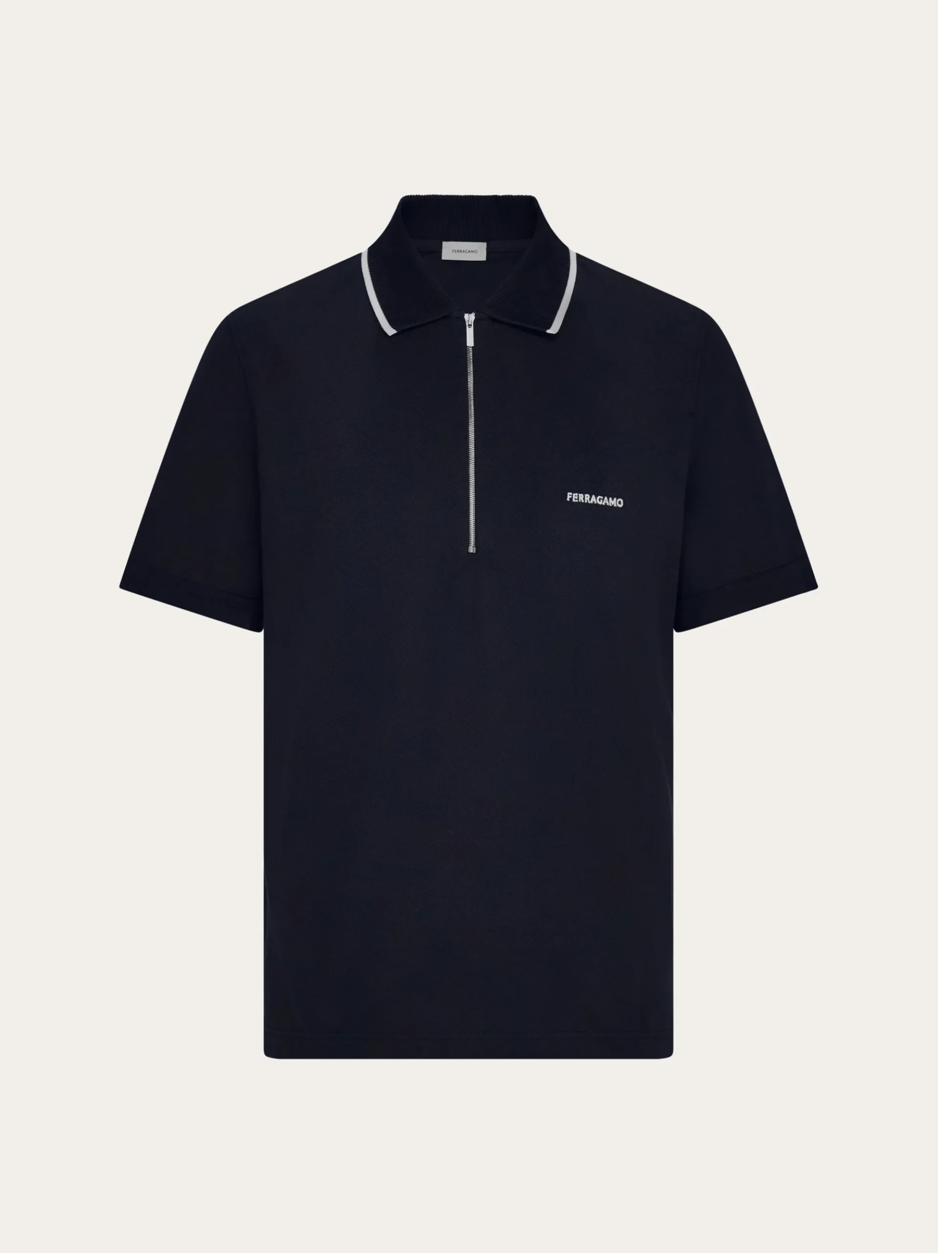 Cotton polo shirt with zip closure - Men