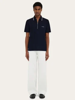 Cotton polo shirt with zip closure - Men