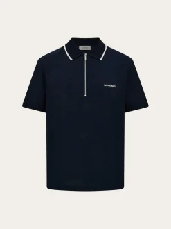 Cotton polo shirt with zip closure - Men