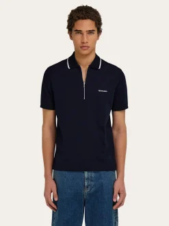Cotton polo shirt with zip closure - Men