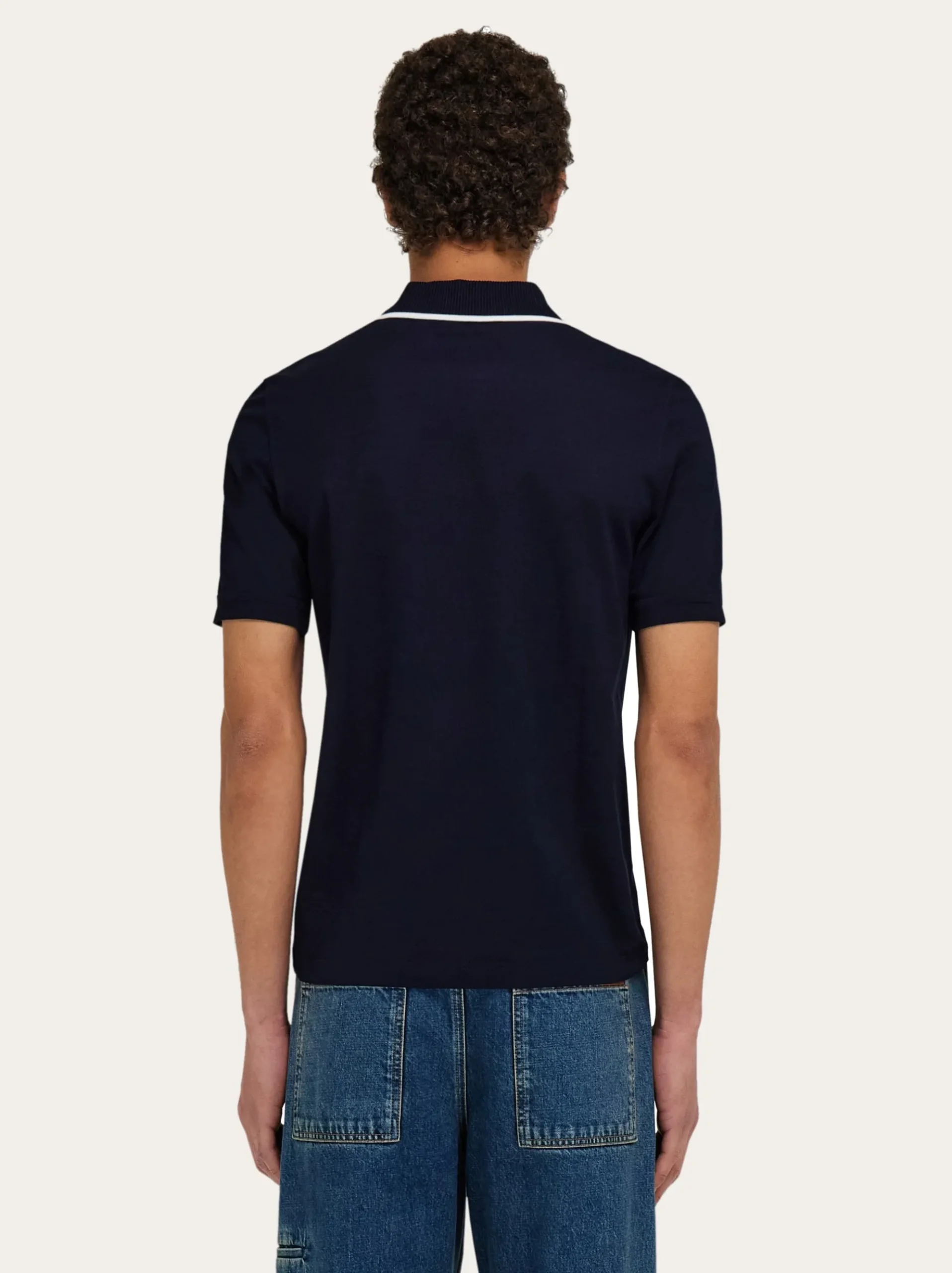 Cotton polo shirt with zip closure - Men