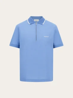 Cotton polo shirt with zip closure - Men
