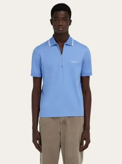Cotton polo shirt with zip closure - Men