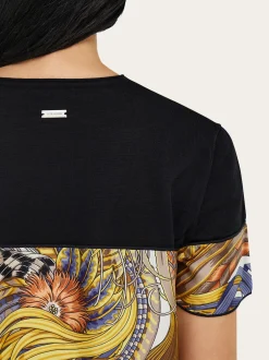 Crewneck T-shirt with Rooster print inserts - Women