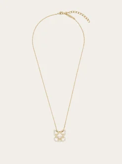 Crystal embellished four Gancini pendant necklace - Women