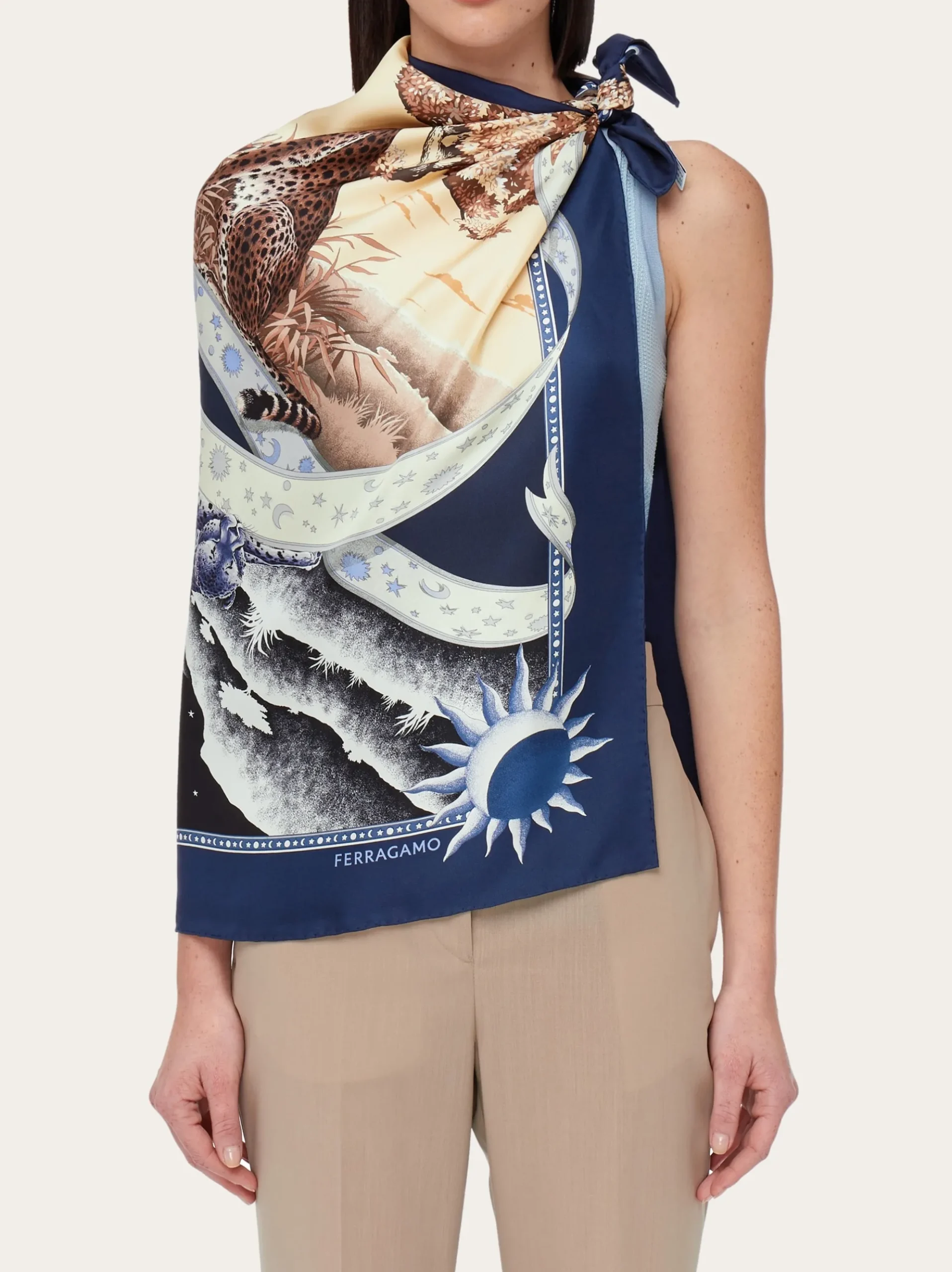 Day & Night print silk scarf - Women