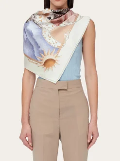 Day & Night print silk scarf - Women