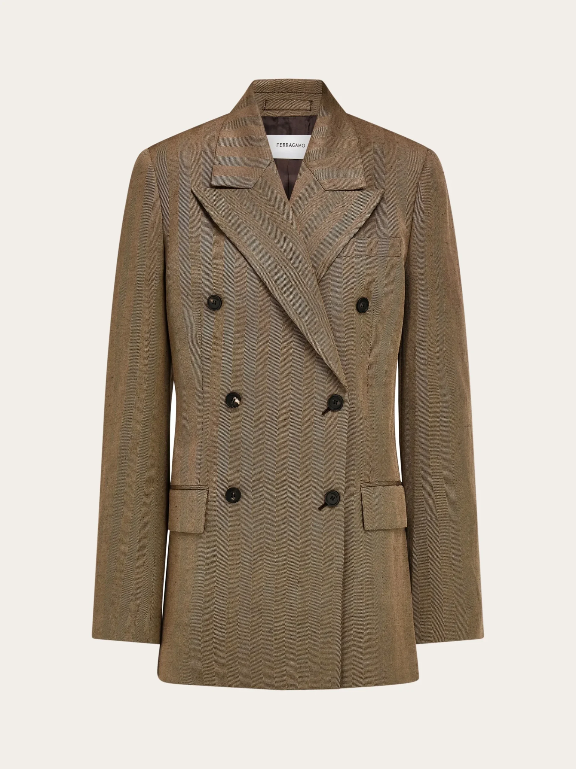 Double breasted linen blend blazer - Women