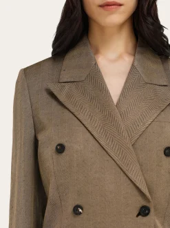 Double breasted linen blend blazer - Women