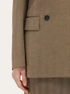 Double breasted linen blend blazer - Women