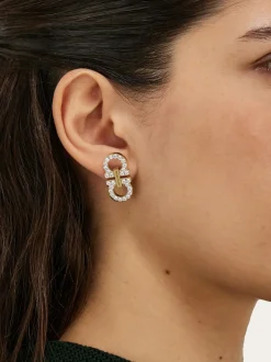 Double Gancini crystal embellished earrings - Women