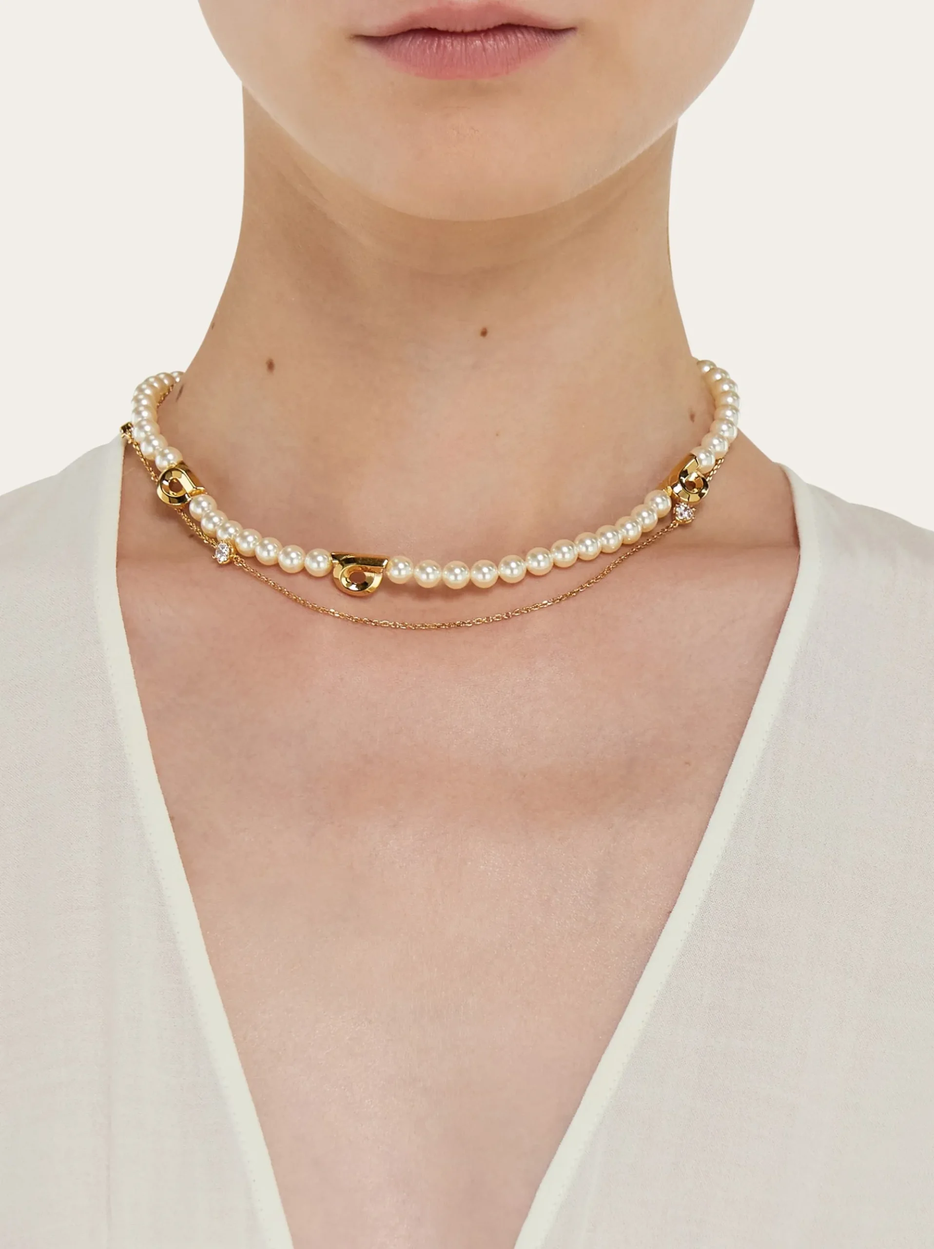Double strand necklace with pearls - Women