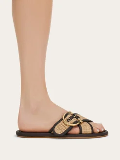 Double strap Gancini ornament slide - Women