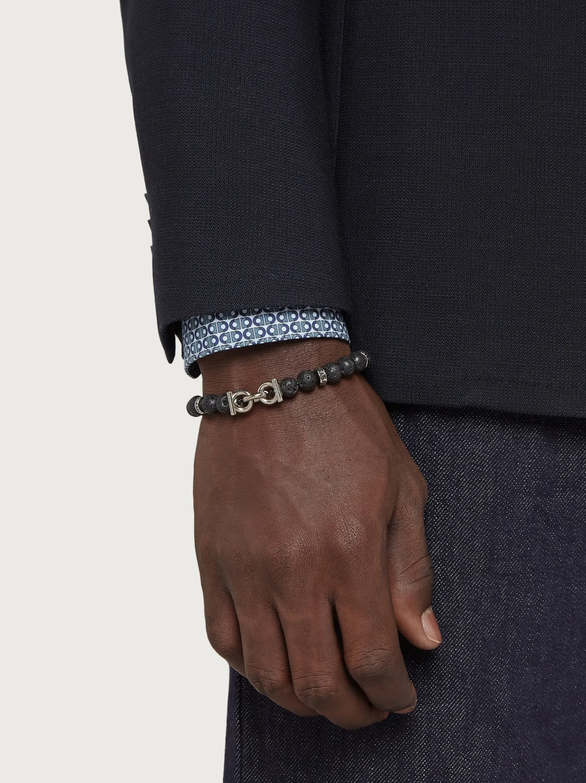 Elasticated bracelet with Gancini (20cm) - Men