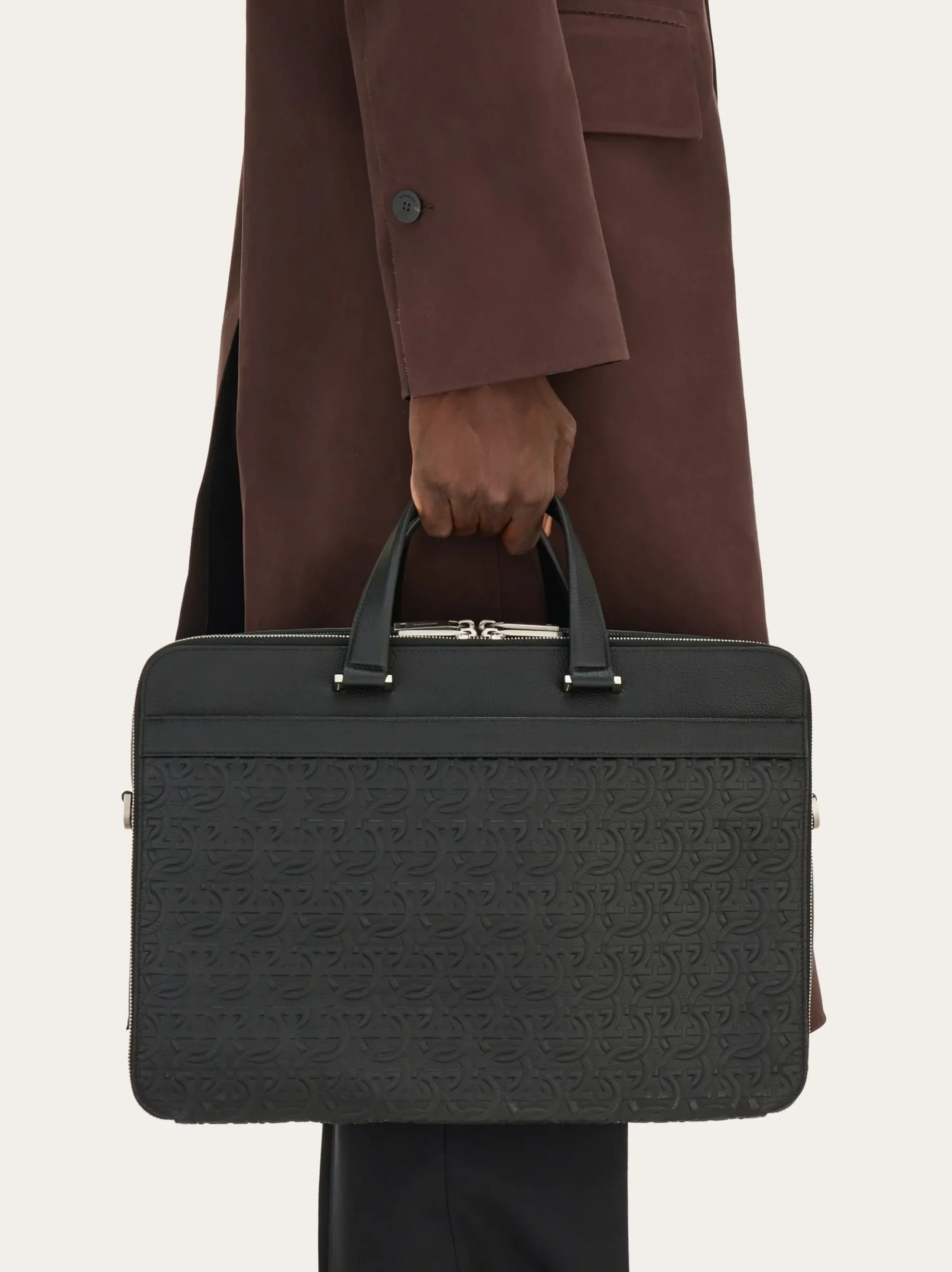 Embossed Gancini briefcase - Men