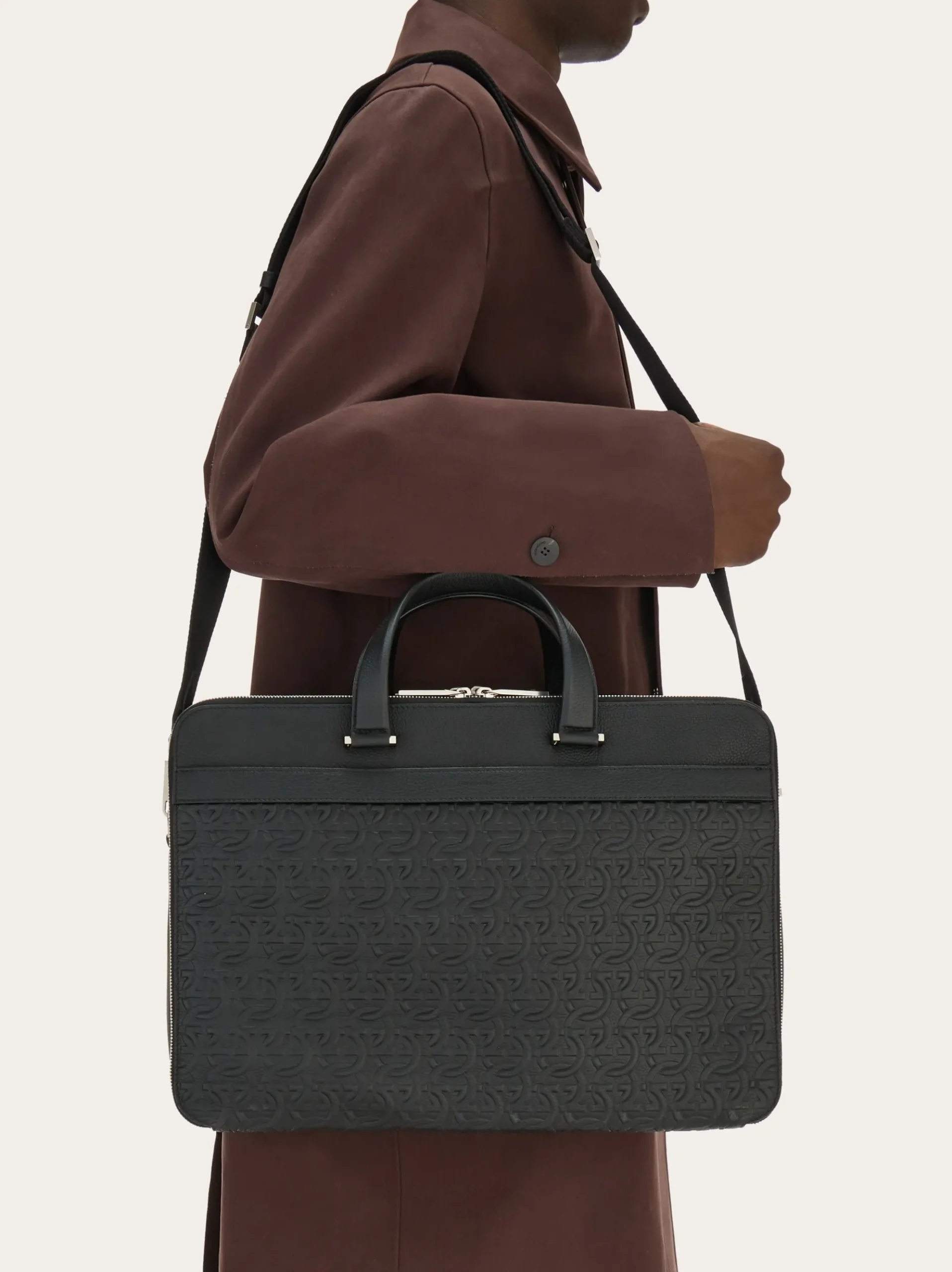 Embossed Gancini briefcase - Men