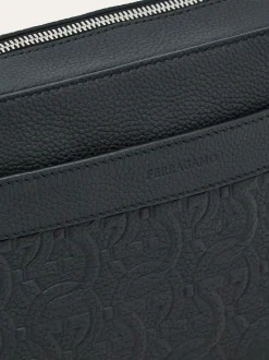 Embossed Gancini crossbody bag - Men