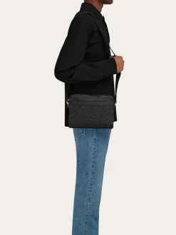 Embossed Gancini crossbody bag - Men