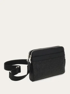 Embossed Gancini crossbody bag - Men