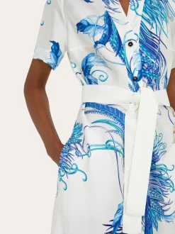 Feather show print asymmetric midi dress - Women