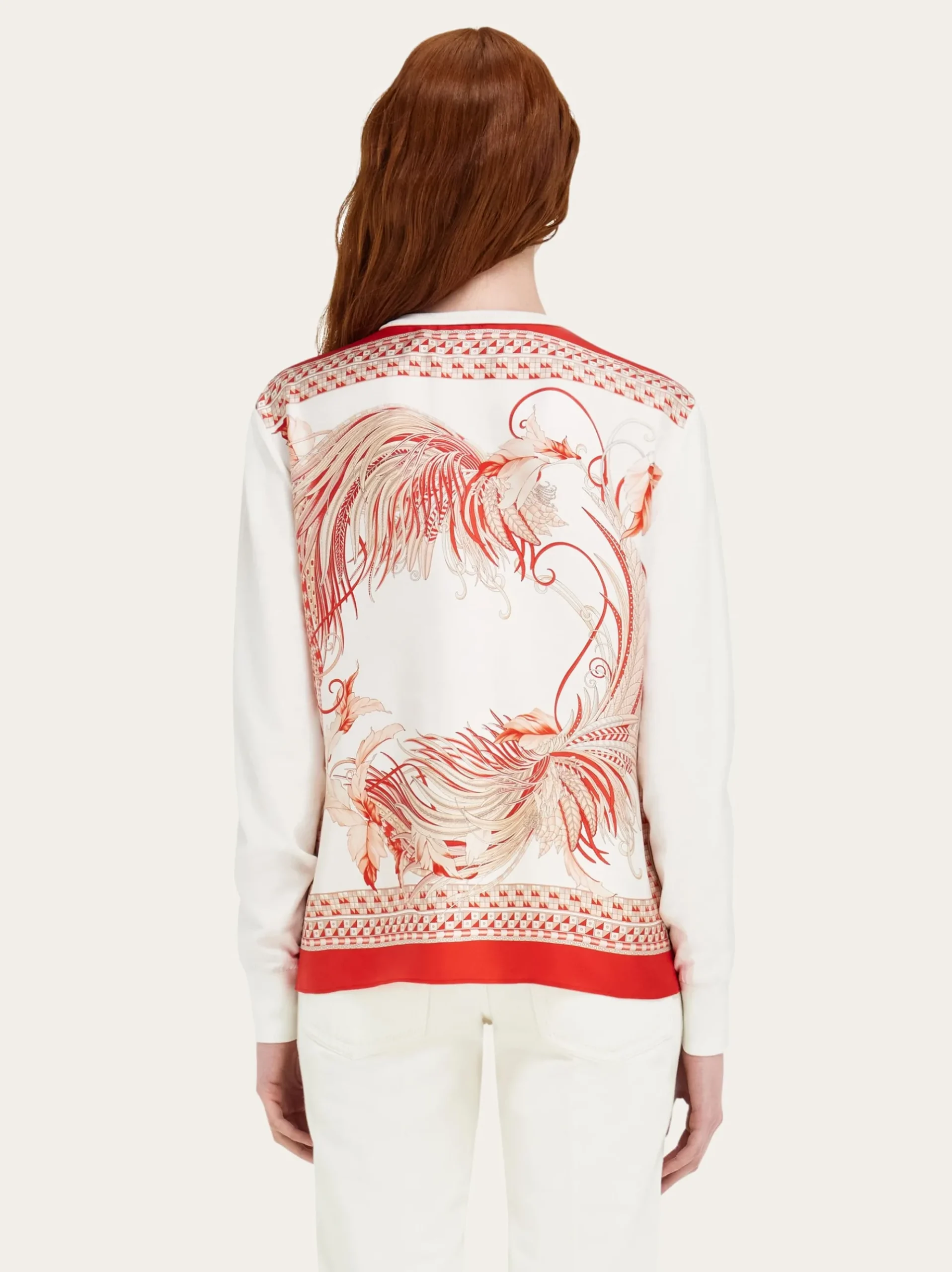 Feather show print crew-neck cardigan - Women