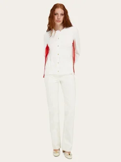 Feather show print crew-neck cardigan - Women
