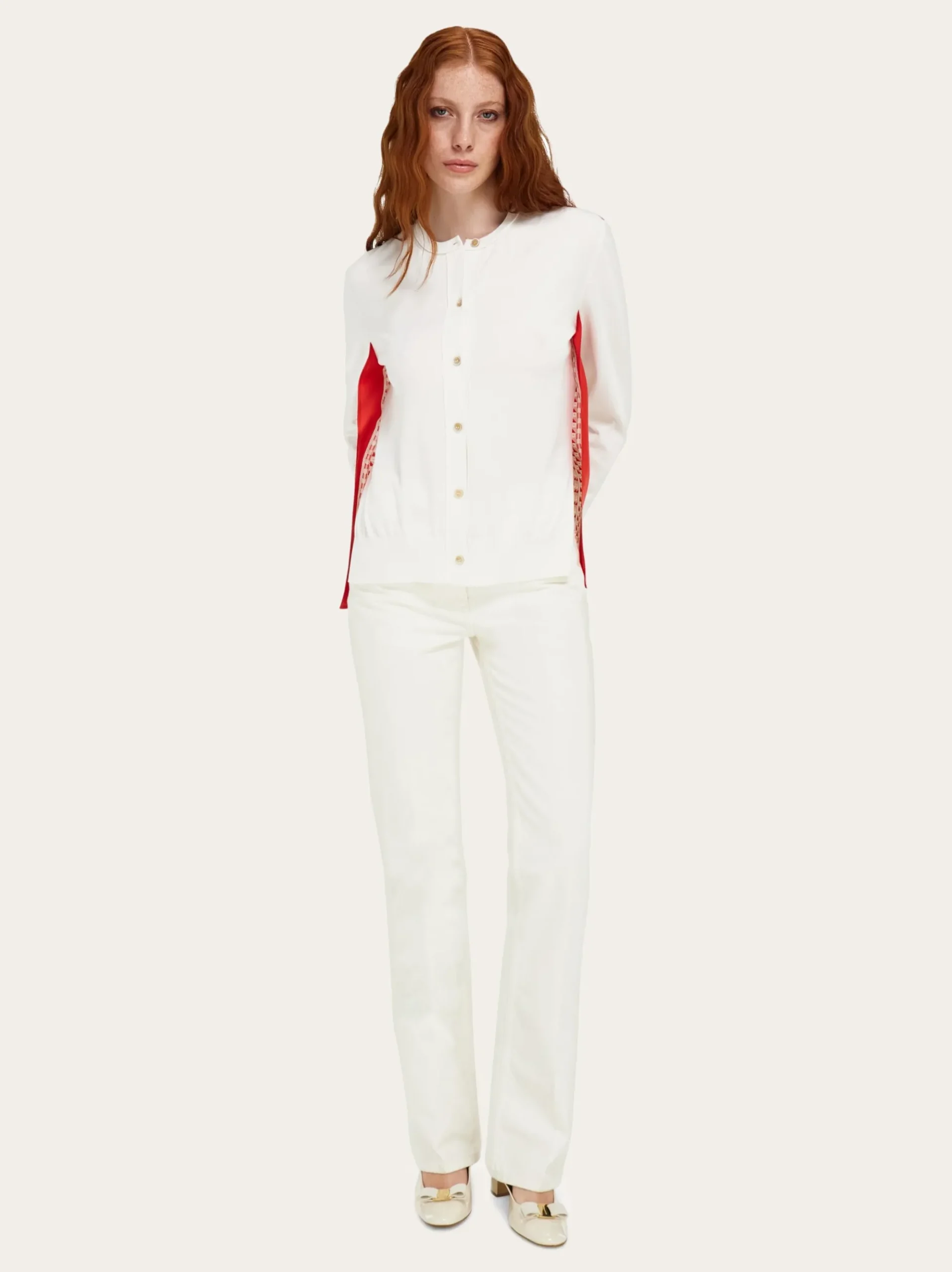 Feather show print crew-neck cardigan - Women