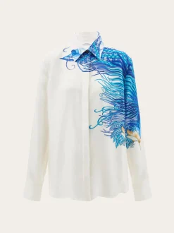 Feather show print silk shirt - Women