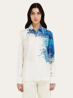 Feather show print silk shirt - Women