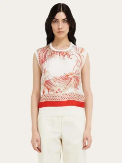Feather show print sleeveless sweater - Women