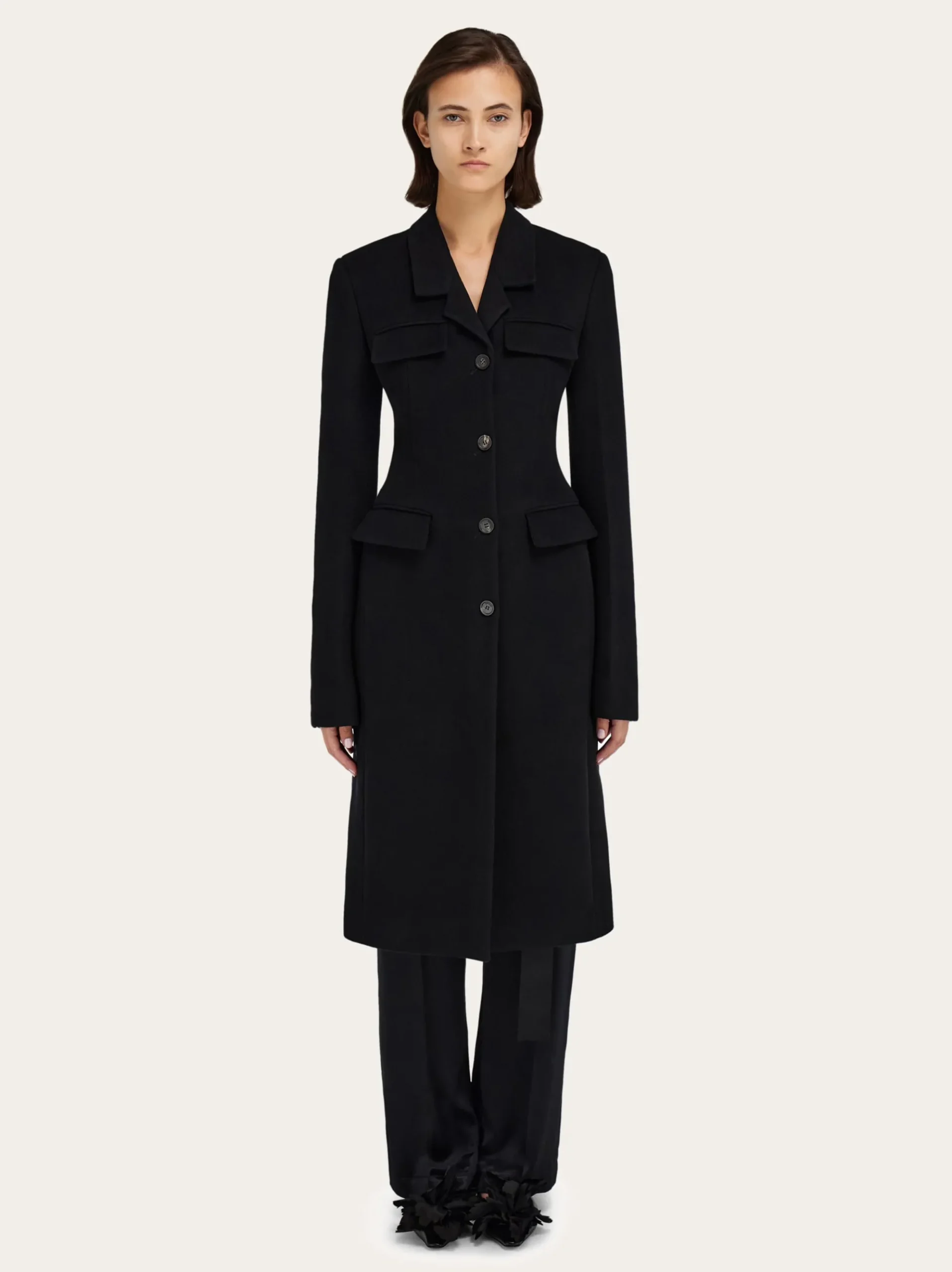 Fitted single breasted coat - Women